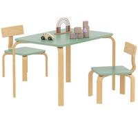 Table enfant avec chaises, lot table et 2 chaises enfant en bois pour dessiner, jouer, šŠtudier, 78x53x53cm, vert
