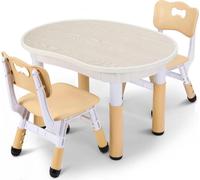 Table enfant moderne avec 2 chaises - Table de jeu et d'étude réglable - Bureau enfant 2-10 ans - Effaçable - Kaki
