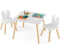 Table et 2 Chaises Enfants en Forme Lapin avec Chaise Ergonomique, Blanc