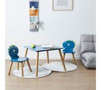 Table et 2 Chaises - HOME DECO KIDS - Dino - Dinosaures - Ludique - Bleu