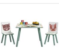 Table et 2 chaises pour enfants 3-8 ans ensemble 3 piššces motif animaux pour chambre š€ coucher salle de jeux vert
