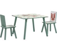 Table et 2 chaises pour enfants, Ensemble de table et 2 chaises pour enfants, motif d'animaux mignons, ensemble pour enfants 3-8 ans, vert
