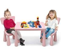 Table et 2 chaises pour enfants, ensemble de table pour enfants, ensemble de sièges pour enfants, meubles pour enfants en plastique, set de table pour enfants pour crèche et chambre d'enfant (rose)