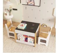 Table Et 2 Chaises Pour Enfants, Table D'activités 4 En 1 Avec Tiroirs Et Bibliothèque, Mobilier Multifonction Pour Dessin, Lecture