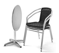 Table et 2 fauteuils de jardin en aluminium noir - Oviala Brixton
