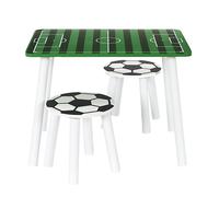 HOME DECO KIDS - HD0567 Table et 2 Tabourets Enfants, Design Moderne, Confort, Polyvalent Jeux et Repas, Entretien Facile, Sécurité, 60x40x45 cm, Vert Noir Blanc