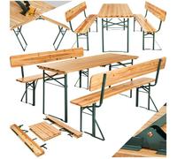 Ensemble table et bancs avec dossiers FRANZ II 3 pièces pliables - marron