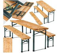 tectake® Ensemble de Table Pliante Exterieur et 2 Banc en Bois de Brasserie Salon de Jardin Pliable et Peu encombrant Mobilier de Jardin pour Pique Nique Réceptions Barbecue Mariage Anniversaire