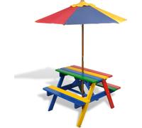 Table et bancs de pique-nique avec parasol pour enfants Bois