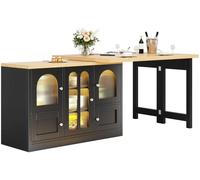 Table et buffet assortis - Meubles modulables - Rotation à 360° - Espace de rangement intégré - Gain de place - Autoportant - MDF - Noir