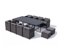 Concept Usine – Salon de jardin Sunset 12 12 places encastrables alu résine noir/gris