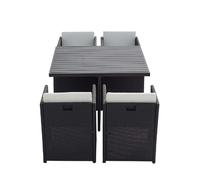Concept Usine – Table et chaise 4 places encastrables SUNSET – Alu résine gris-blanc