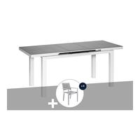 Table et chaise de jardin en aluminium gris perle ibiza perle avec 8 chaises - j