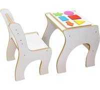 Table et chaise pour enfants modernes et robustes, ensemble avec plateau et puzzle en bois. Bureau pour enfants avec espace de rangement et chaise. Ensemble de mobilier pour chambre d'enfant avec tabl