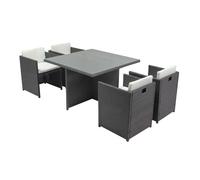 Miami table et chaises 4 places encastrables en résine gris-blanc