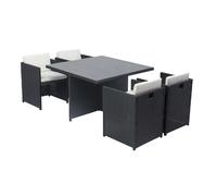 Concept Usine Table et chaises Miami – 4 places encastrables en résine noir-blanc