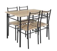 Table et Chaises - HOME DECO FACTORY - Loka - Industriel - Robuste - Marron et Noir