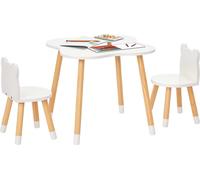 Table et chaises pour enfants - Ensemble - Matériau MDF et bois de pin - Dimensions 56×56×50 cm - Montage nécessaire - Pour salle de jeux & chambre d'enfant - Blanc