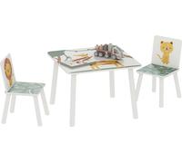 Table et chaises pour enfants - Set de 3 pièces - Pin & MDF - 60×60×44 cm - Design minimaliste - Facile à monter - Vert clair