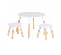 DOCHTMANN Set de table pour enfants avec 2 chaises rondes, blanc