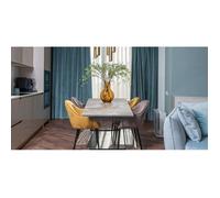 Table extensible 160/240 cm céramique gris marbré pied luge - DAKOTA 02 Meubletmoi