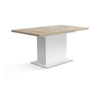 Table extensible 160 à 200 cm blanc mat et décor bois clair - LEANE
