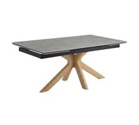 Table extensible 160 à 240 cm céramique gris marbré pied croisé bois clair - ARIZONA 12 Meubletmoi