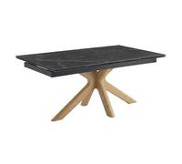 Table extensible 160 à 240 cm céramique noir marbré pied croisé bois clair - INDIANA 12 Meubletmoi