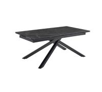 Table extensible 180/260 cm céramique noir marbré pied torsadé - INDIANA 05 Meubletmoi
