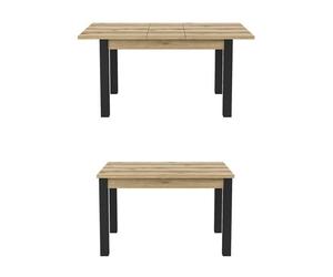 Table extensible 8 personnes pour salle à manger Collection DARWIN. Plateau chêne clair. Pieds noirs