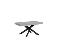 Table extensible 6 à 12 personnes gris béton et pieds entrelacés anthracite L 160 à 264 cm Artemis
