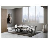 Table extensible 90x160/420 cm Baita Frêne Blanc cadre Anthracite -
