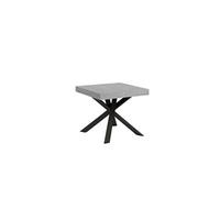 Table Clerk 90x90 extensible jusqu'à 194 Dessus Ciment / Cadre Anthracite - Table Clerk - Carré - Blanc