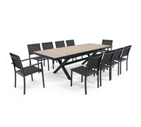Table extensible aluminium et céramique avec 10 chaises - Oviala