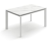 Table extensible Barret 170/270 x 90 cm en stratifié haute pression sur MDF, structure avec pieds en aluminium blanc et plateau noir - Mobilier moderne