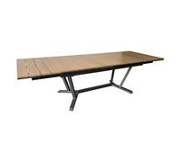 Table extensible - DARWIN - Aluminium époxy graphite - Plateau à lattes finition Heat Transfer chêne - 174/224/274 x 100 cm