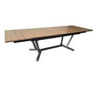 Table extensible - DARWIN - Aluminium époxy graphite - Plateau à lattes finition Heat Transfer chêne - 174/224/274 x 100 cm
