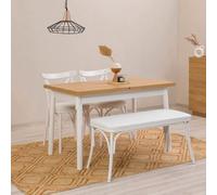 Calicosy Table à manger OLIVER extensible rectangulaire 4 personnes 123×72×29 cm blanc