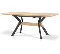 Table extensible de 140 à 180 cm - Table de cuisine pour 8 personnes avec mécanisme d'extension papillon, aspect chêne, bordure suisse, pieds en métal revêtus, design industriel, stable et facile d'en