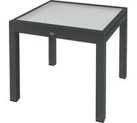 Table extensible de jardin grande taille Dimensions : 160 L x 80 l x 75 H cm Aluminium gris foncé Plateau en verre trempé transparent Aosom