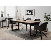 Table Extensible Denver, 80 à 200-240 x 75 x 90 cm, Chêne Artisan Anthracite, Avec Extension 40 cm, 12 Personnes