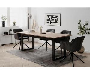 Table Extensible Denver, 80 à 200-240 x 75 x 90 cm, Chêne Artisan Anthracite, Avec Extension 40 cm, 12 Personnes