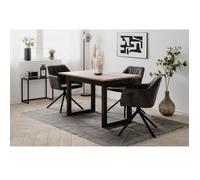 Table extensible Denver 80B - 120-160 x 75 x 80 cm - Décor chêne artisan / anthracite - 1 extension de 40 cm inclue - 8 personnes
