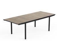 Table extensible d'intérieur et d'extérieur, dimensions 162-233 x 94 x 75 cm, Keter Porto Nova, en matériau Decocoat graphite et imitation bois (Ashwood)