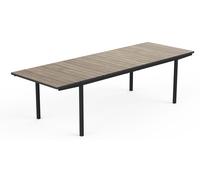 Table extensible d'intérieur et d'extérieur, dimensions 194,5-272 x 94 x 75 cm, Keter Porto Nova, en matériau Decocoat graphite et imitation bois (Ashwood)