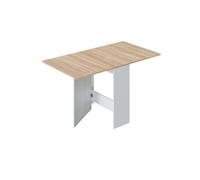 LOUNGITUDE Table de cuisine rabattable FLY Mélaminé blanc artik et chêne L31/140 x P77 x H78 cm