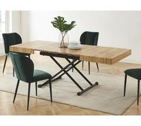 Table extensible et relevable 2 en 1 - MDF et acier - Naturel et noir - MORIALA