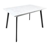 Table extensible imitation marbre pour 4 à 6 personnes - Gris et Noir