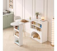 Table extensible moderne pour bar et pour repas, petite table haute pivotante – avec espace pour animaux de compagnie, sans gamelle ni coussin pour animaux