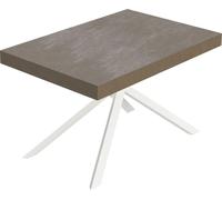 Table Extensible Niket Gris Tourterelle 120/224X90 Cm Avec Pieds Blancs